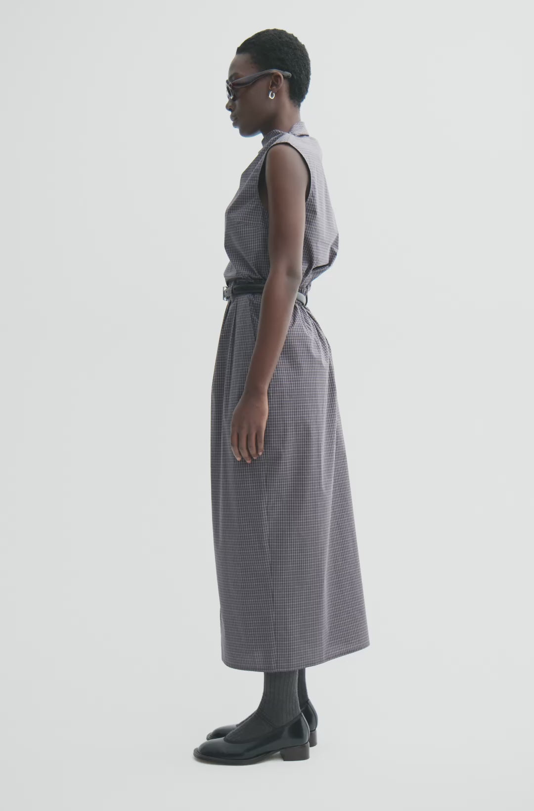 MKDT Studio NOVELLA CHECK POPLIN Skirts CHARCOAL CHECK