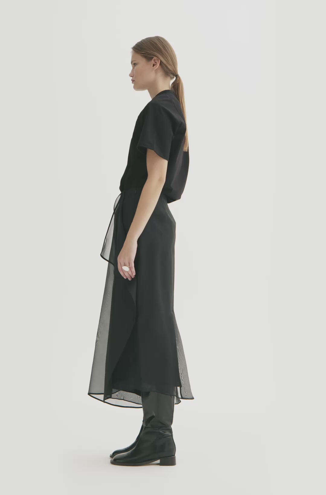 MKDT Studio NIRI SILK ORGANZA SKIRT Skirts BLACK QUARTZ